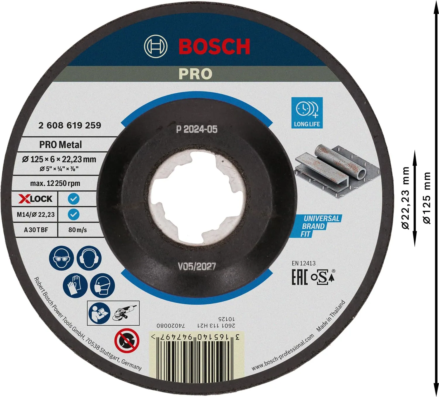 Bosch Expert mola da sbavo metallo X-Lock 125x6 mm