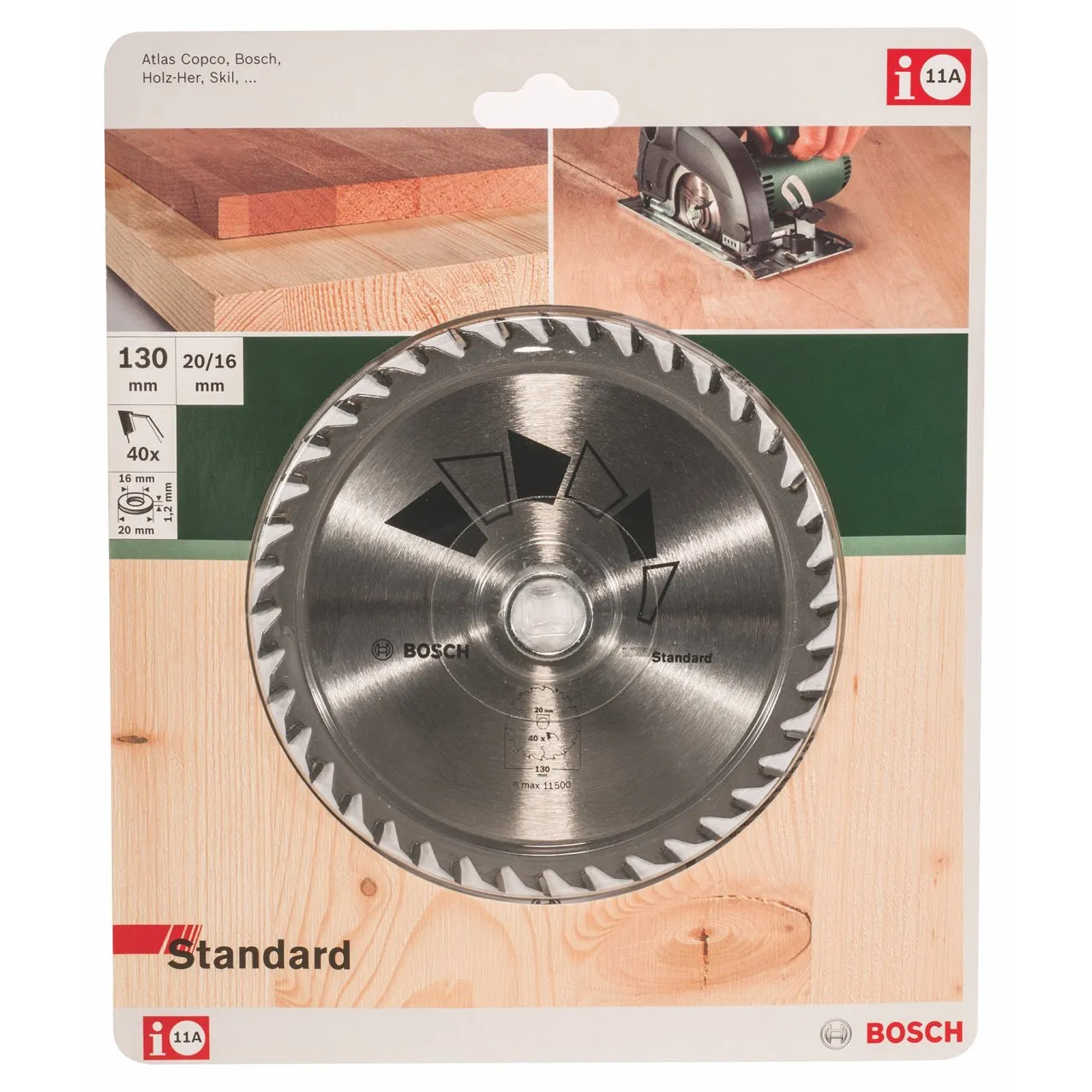 Bosch Standard lama circolare 130x20 40 denti legno