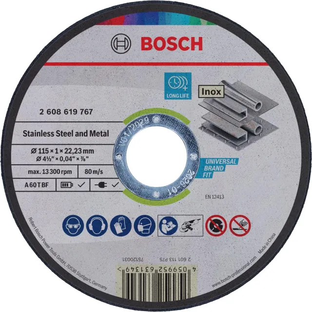 Bosch Standard Metal disco taglio 115x1 mm inox