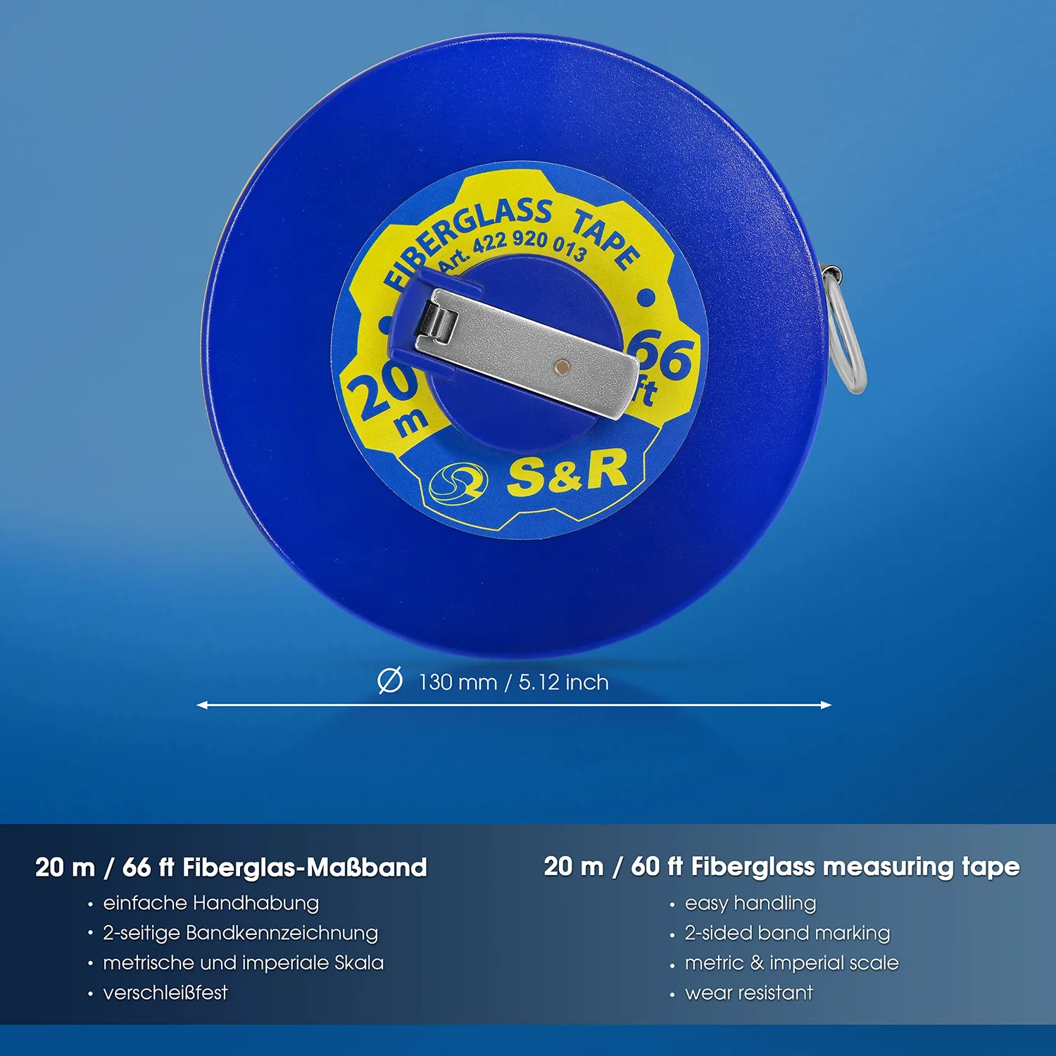 S&R Rotella Metrica 20 M Nastro Fibra Vetro mm/pollici