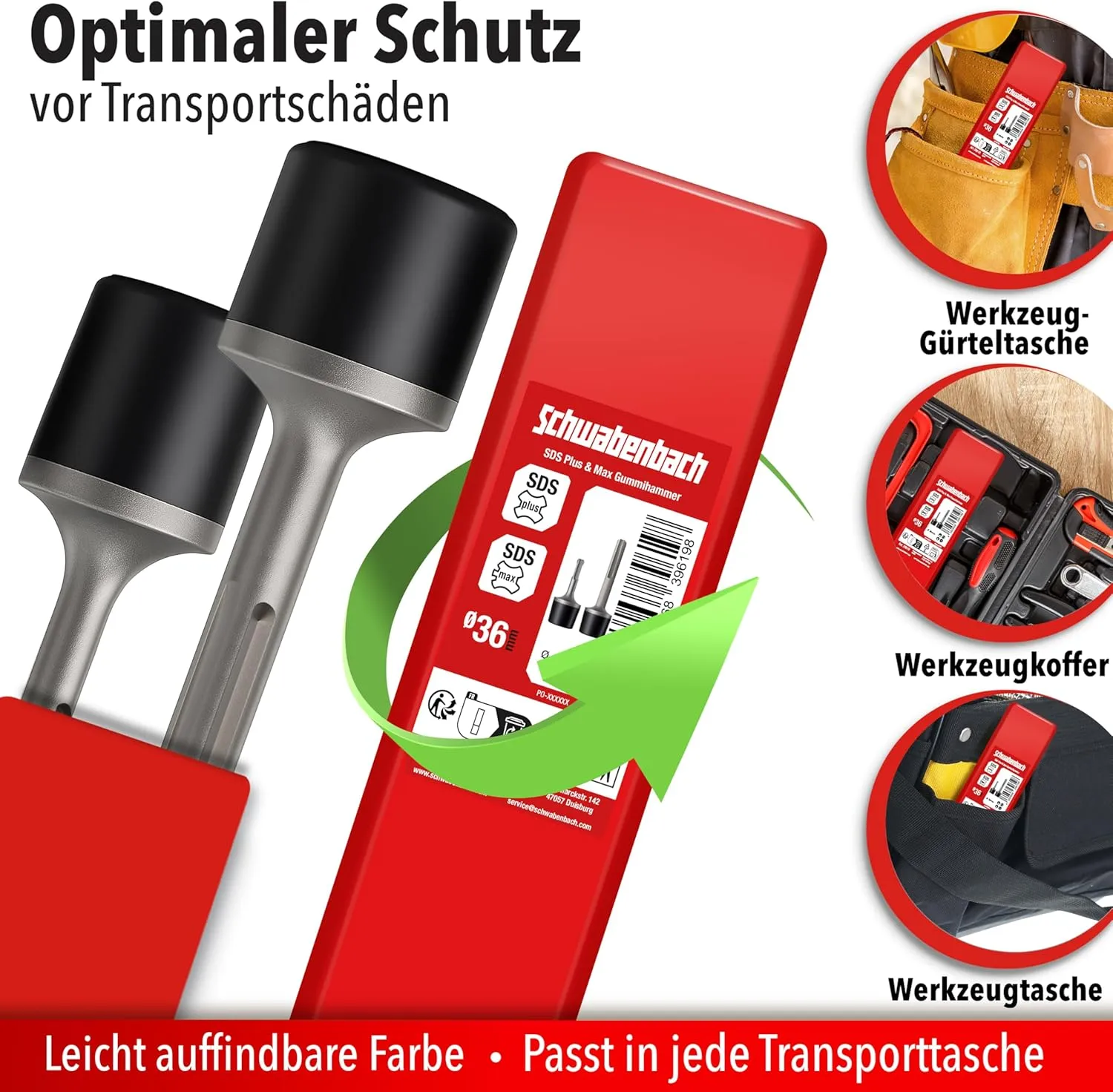 Schwabenbach adattatore martello gomma 35 mm SDS