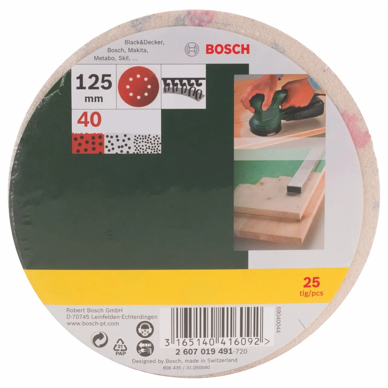 Bosch Expert fogli abrasivi roto-orbitali 125 mm grana 80 25 pz