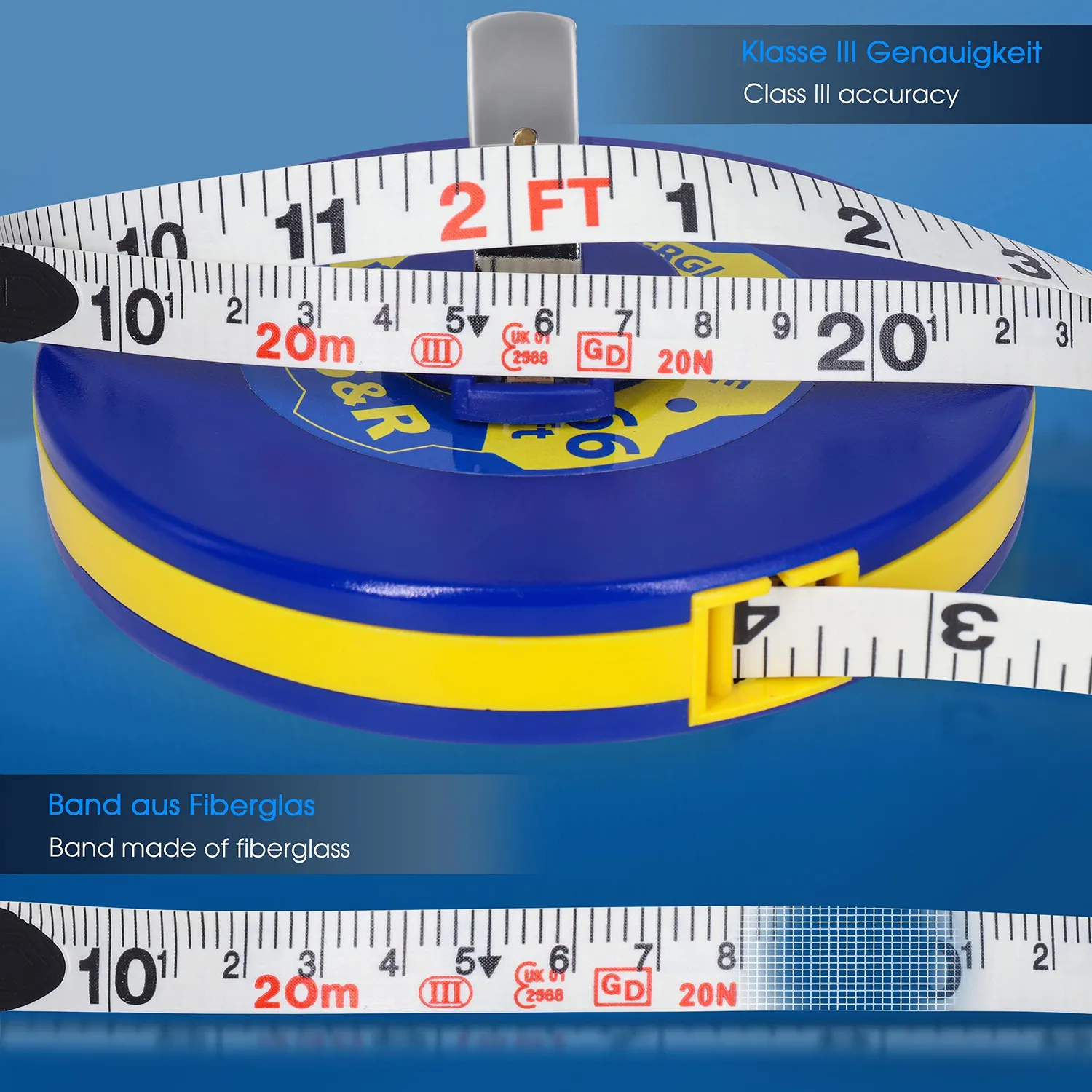 S&R Rotella Metrica 20 M Nastro Fibra Vetro mm/pollici