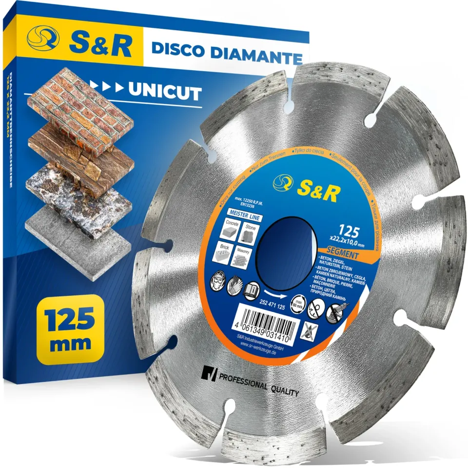 S&R Segment Disco Diamantato 125 x 22,2 mm Cemento