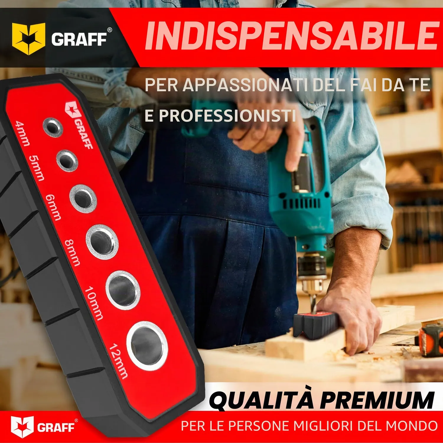 Graff dima foratura guida 4-12 mm 6 boccole 90° 45°