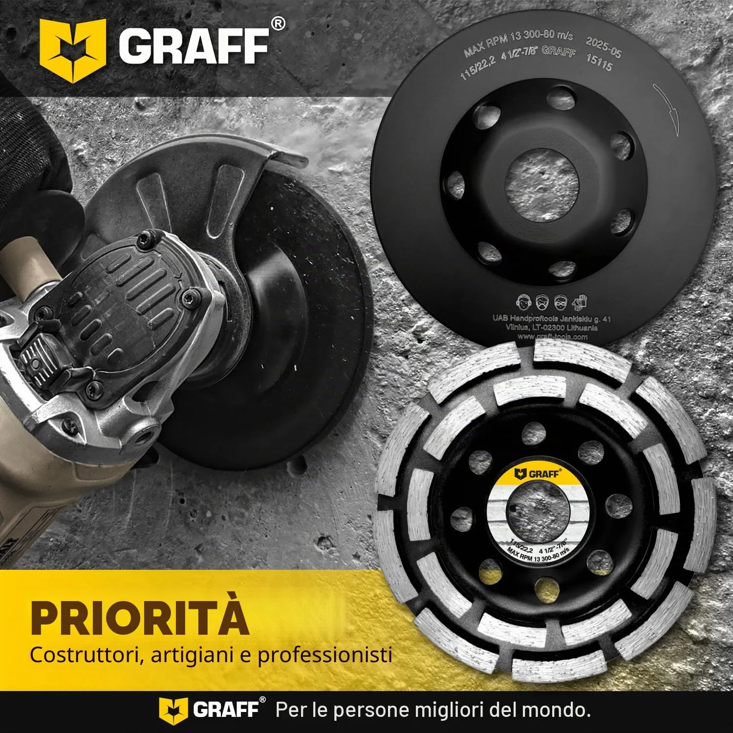 Graff Mola Diamantata a Tazza 115 mm Doppia Corona Cemento