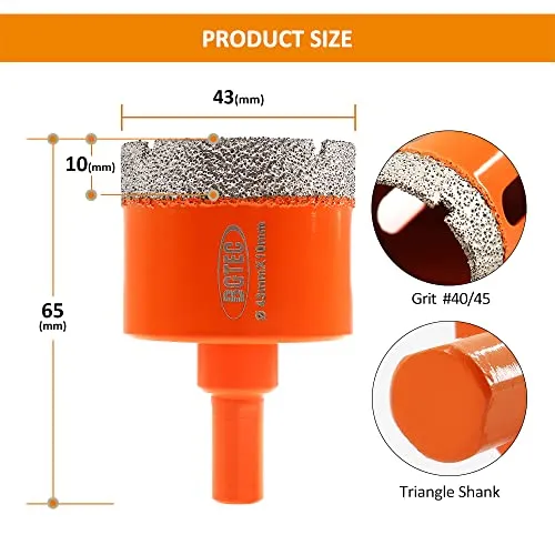 BGTEC fresa a tazza diamantata 43 mm uso a secco