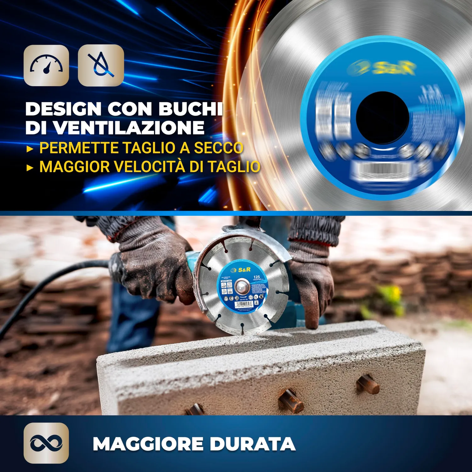 S&R Premium disco diamantato 125 mm per cemento e granito