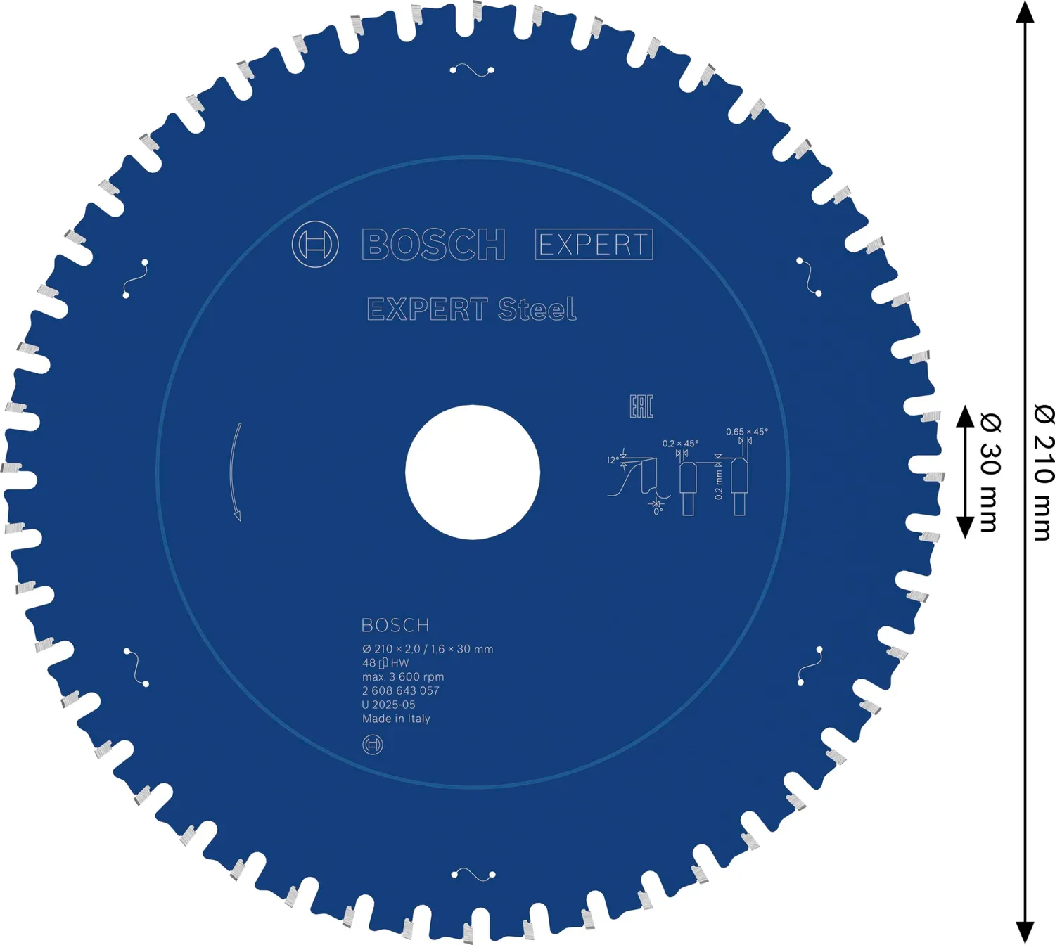 Bosch Expert Lama Circolare 210x30 mm 48 Denti per Acciaio
