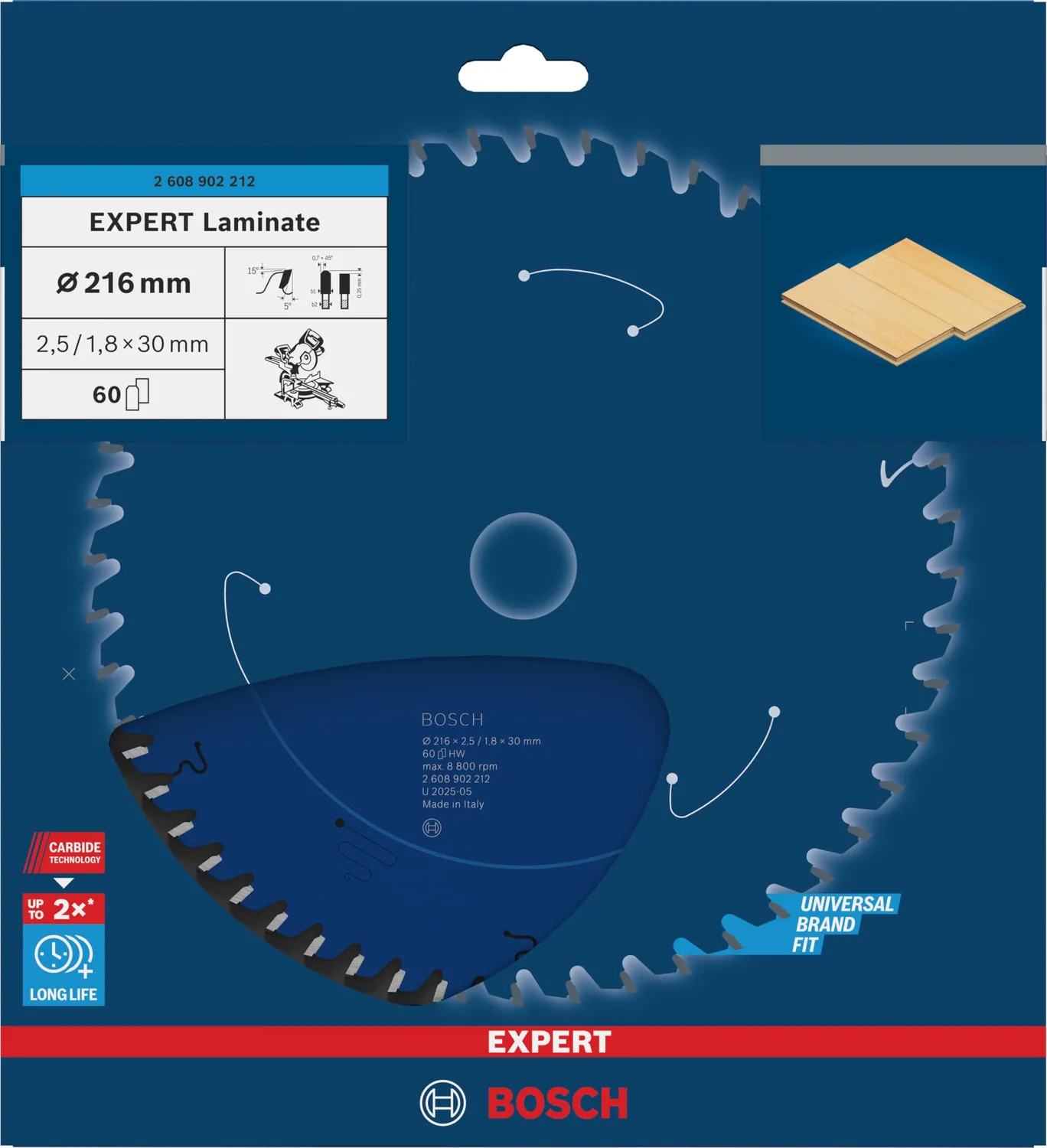 Bosch Expert Laminate lama 216x30 mm 60 denti per laminato