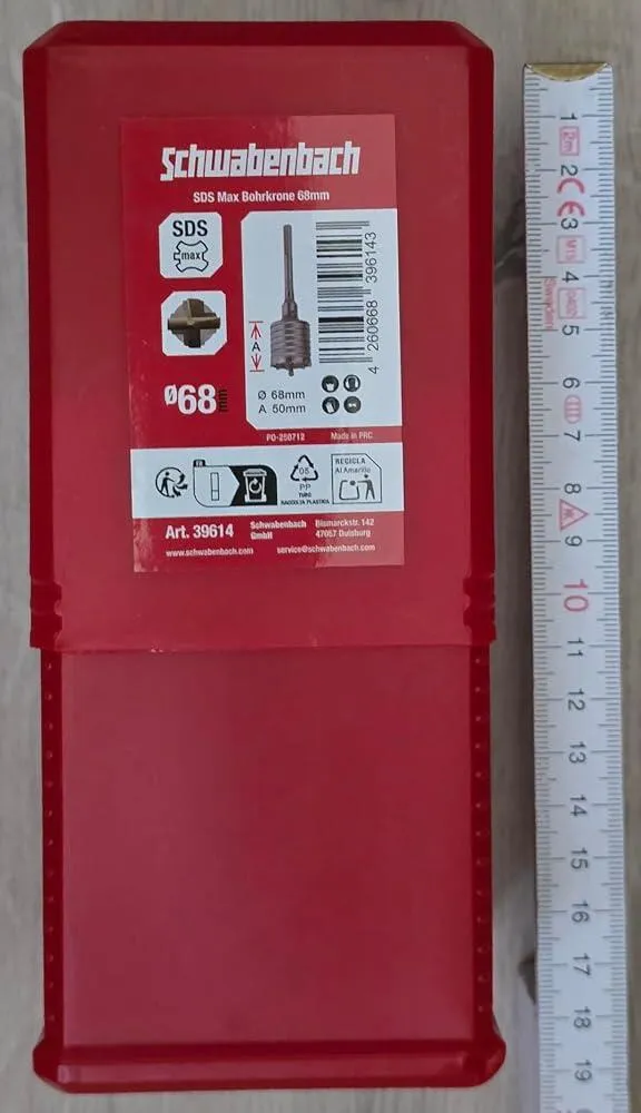 Schwabenbach SDS-Max corona in metallo duro 68 mm muro
