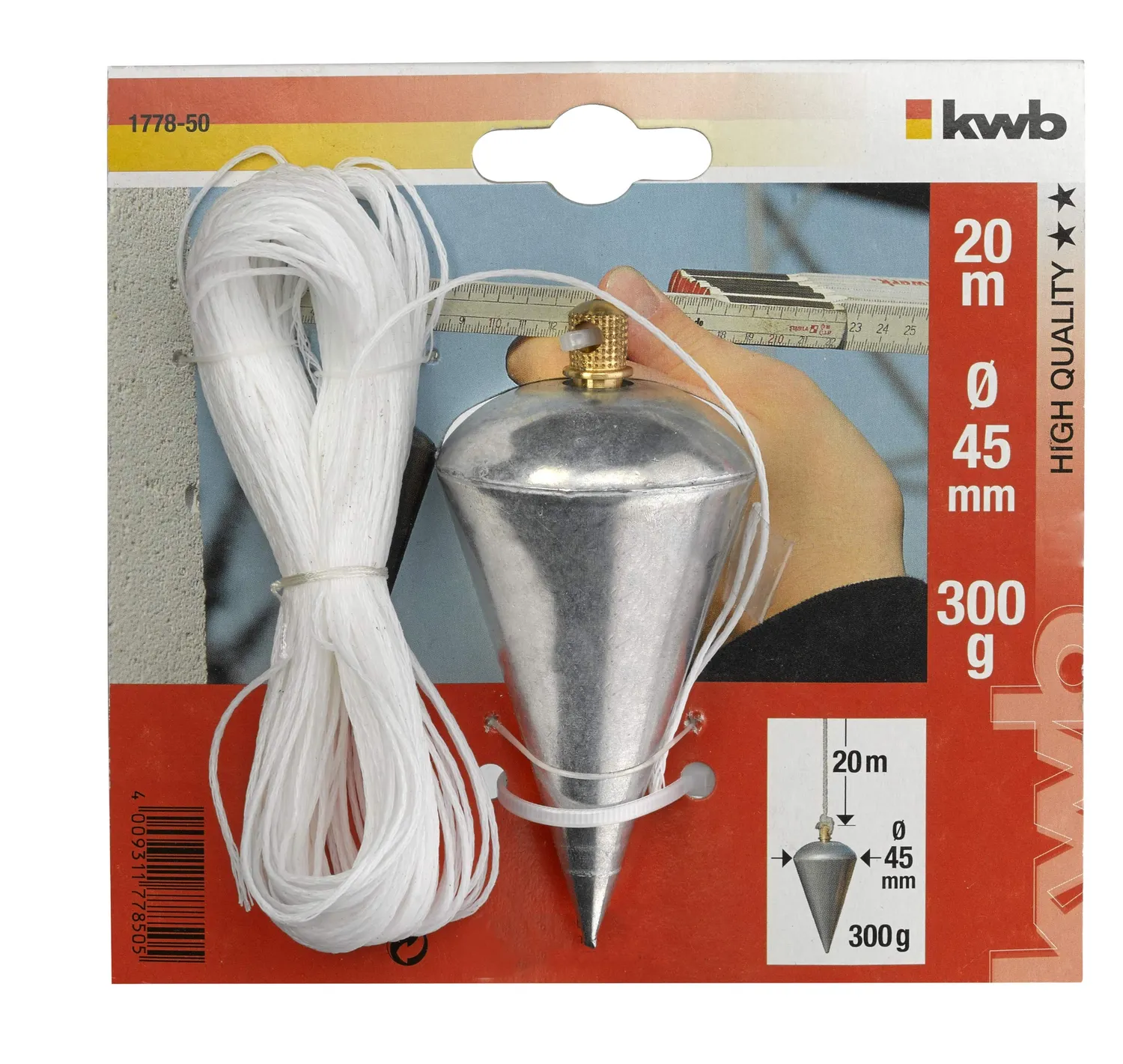 KWB 1778-50 Filo a Piombo 300 g Corda 20 m Acciaio