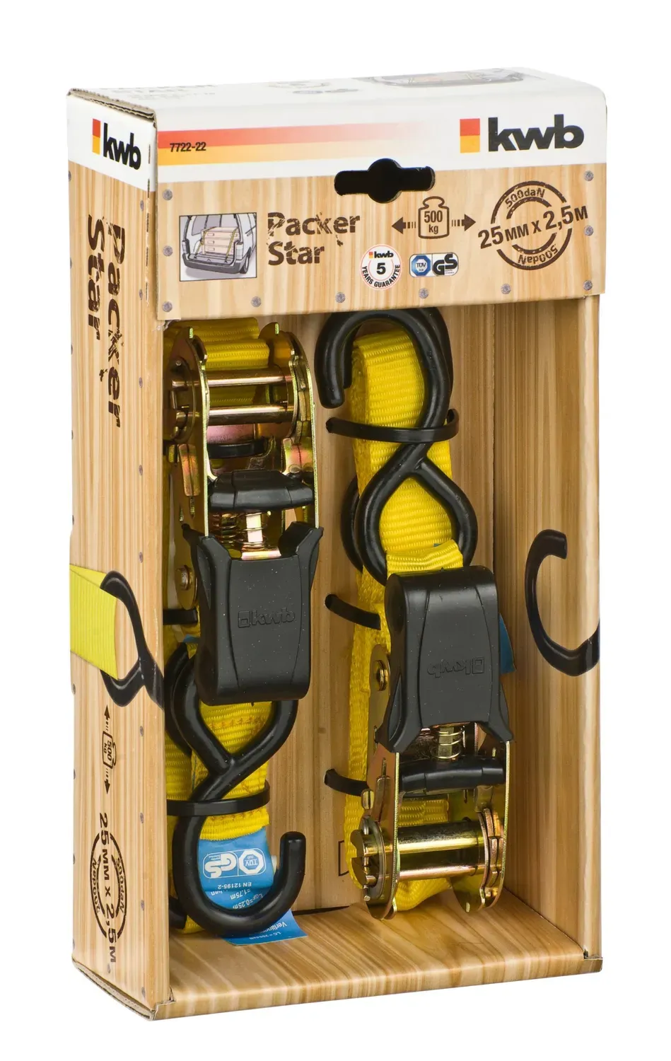 KWB 772222 cinghie a cricchetto 2,5 m 2 pezzi