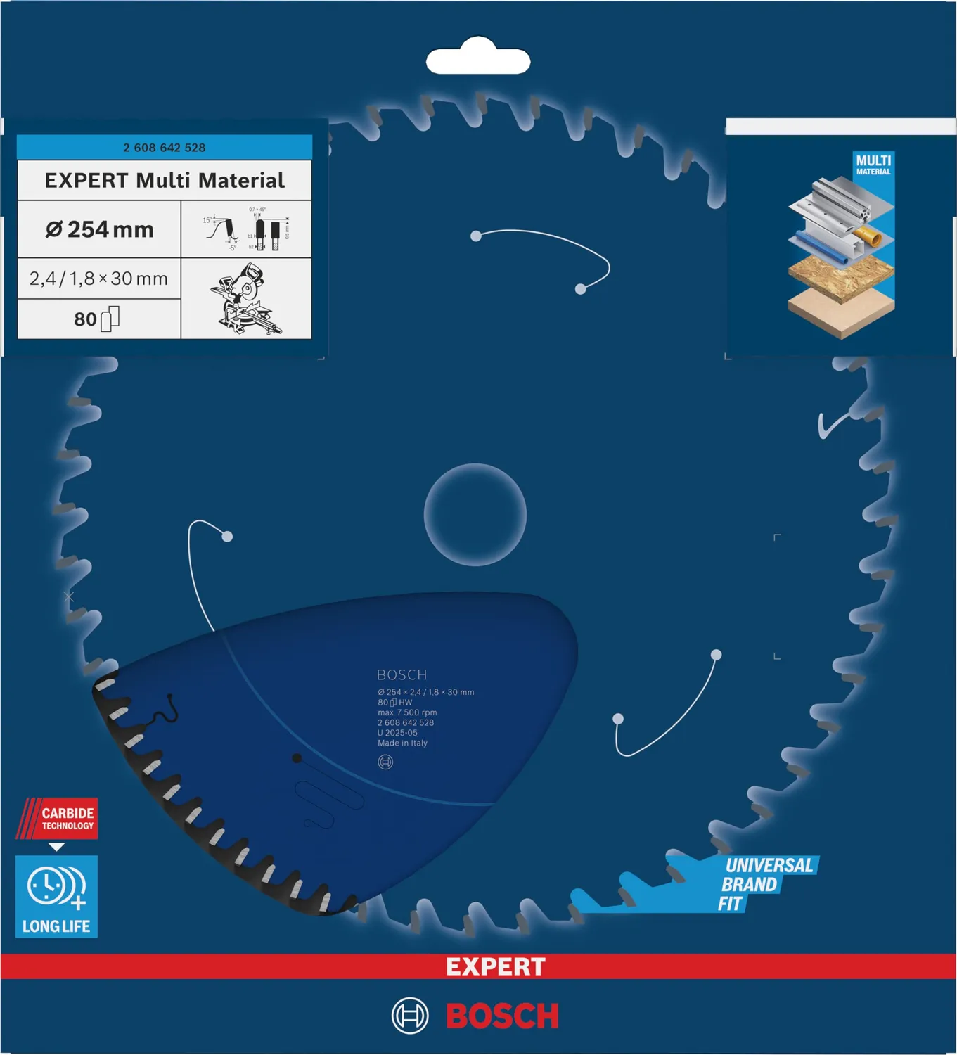Bosch Expert Multi Material lama circolare 254x30 mm 80 denti