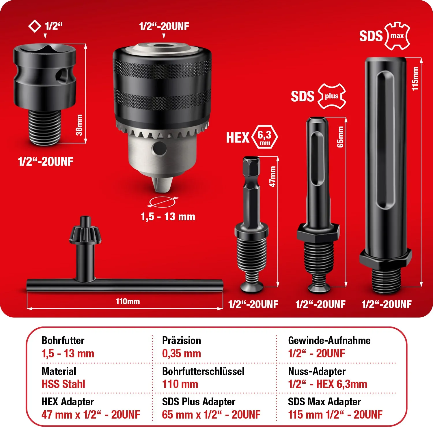 Schwabenbach mandrino autoserrante 1,5-13 mm set 6 pezzi