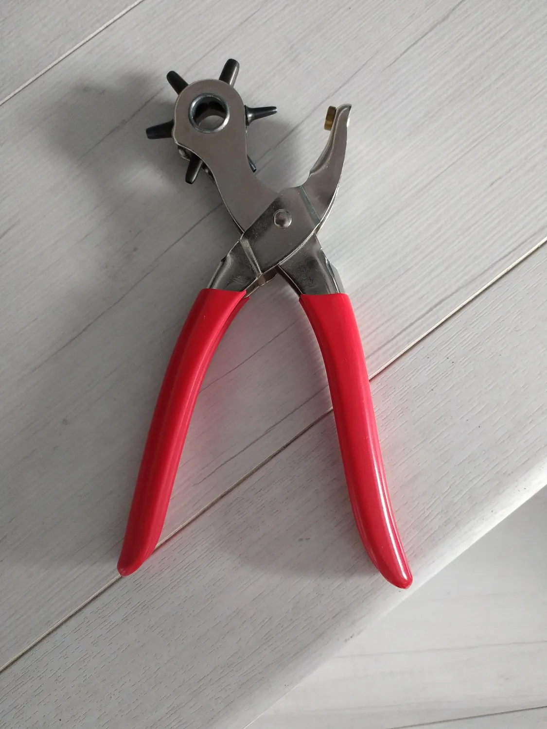 S&R pinza fustellatrice bucacinture pelle azzurra 6 misure