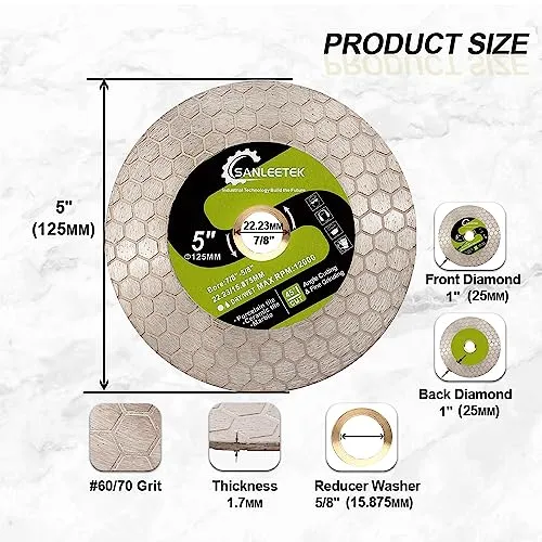 SANLEETEK Disco Diamantato 125mm per Gres Porcellanato