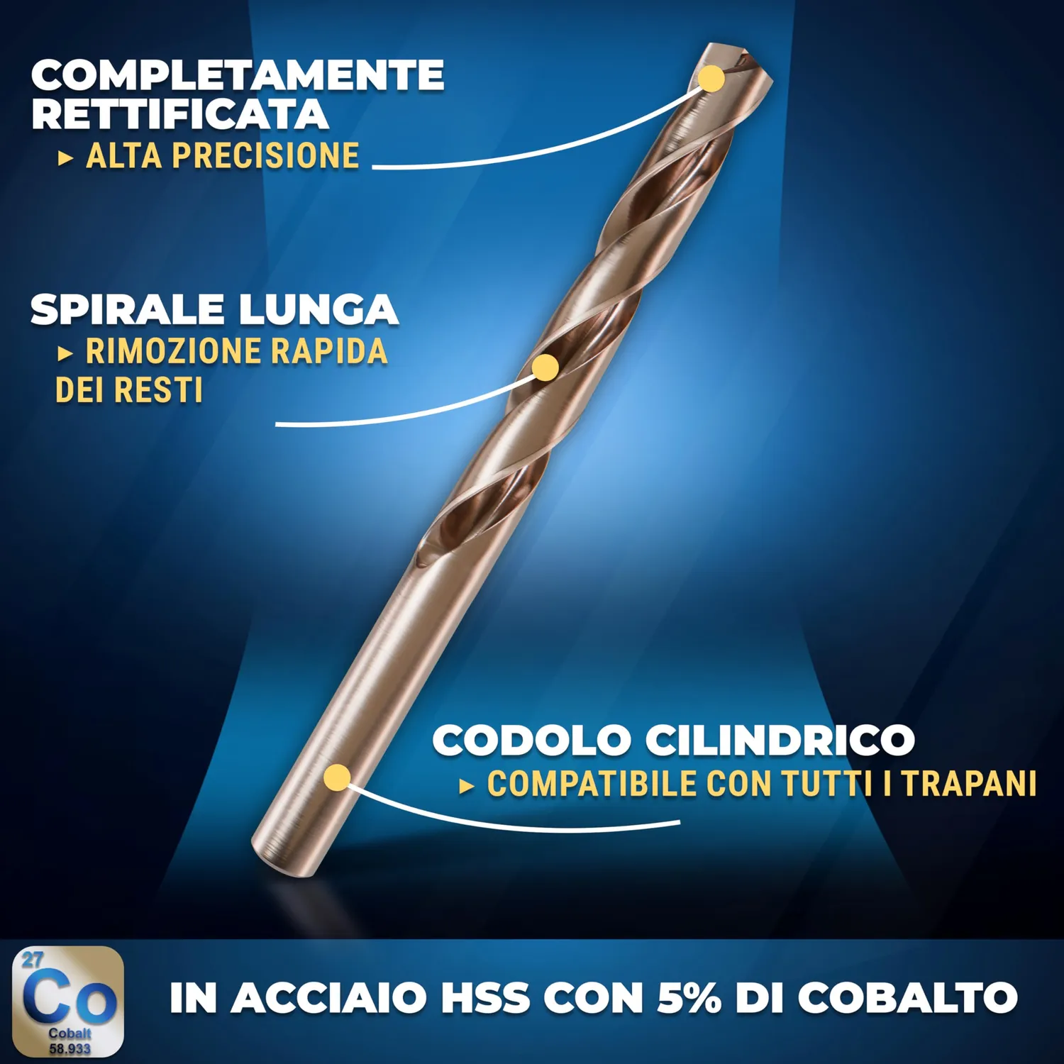 S&R Punte cobalto HSS 13pz 1,5-6,5mm inox scatola metallo
