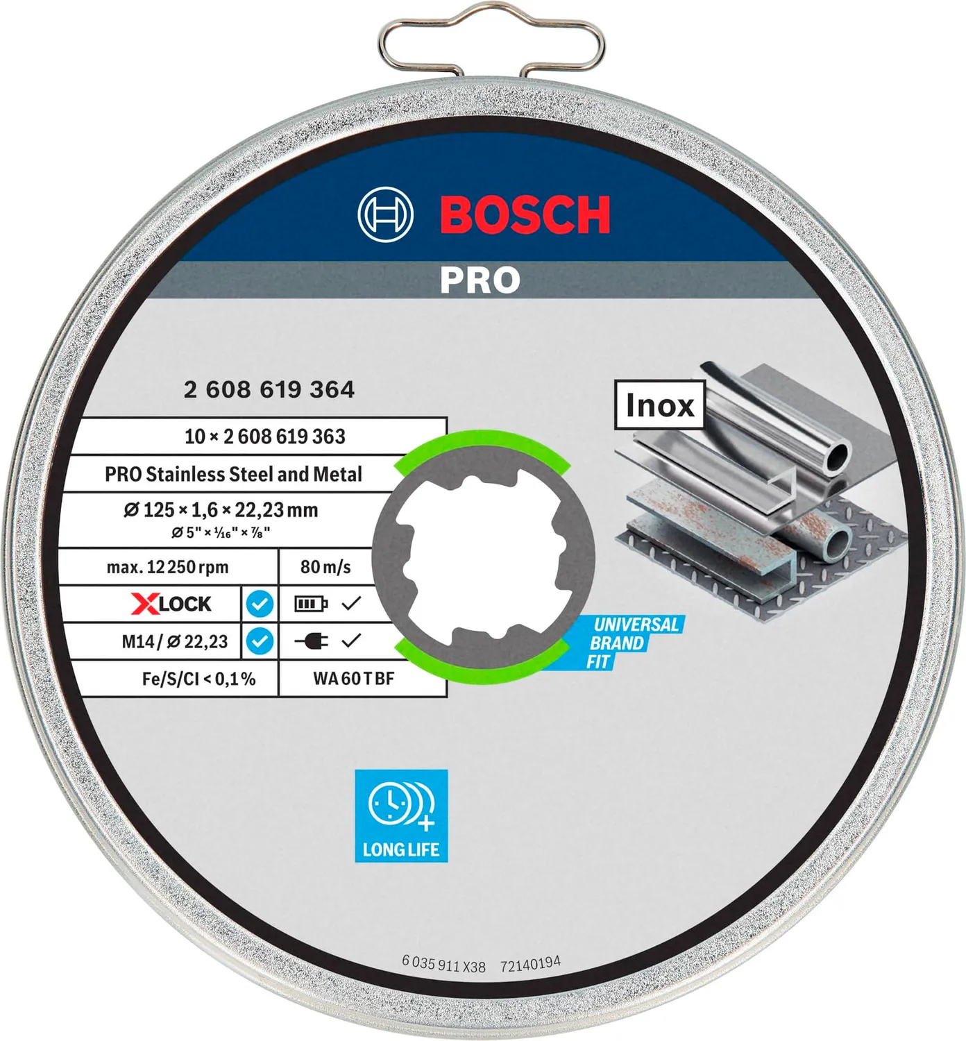 Bosch Expert PRO Stainless disco taglio 125 mm inox 10 pz