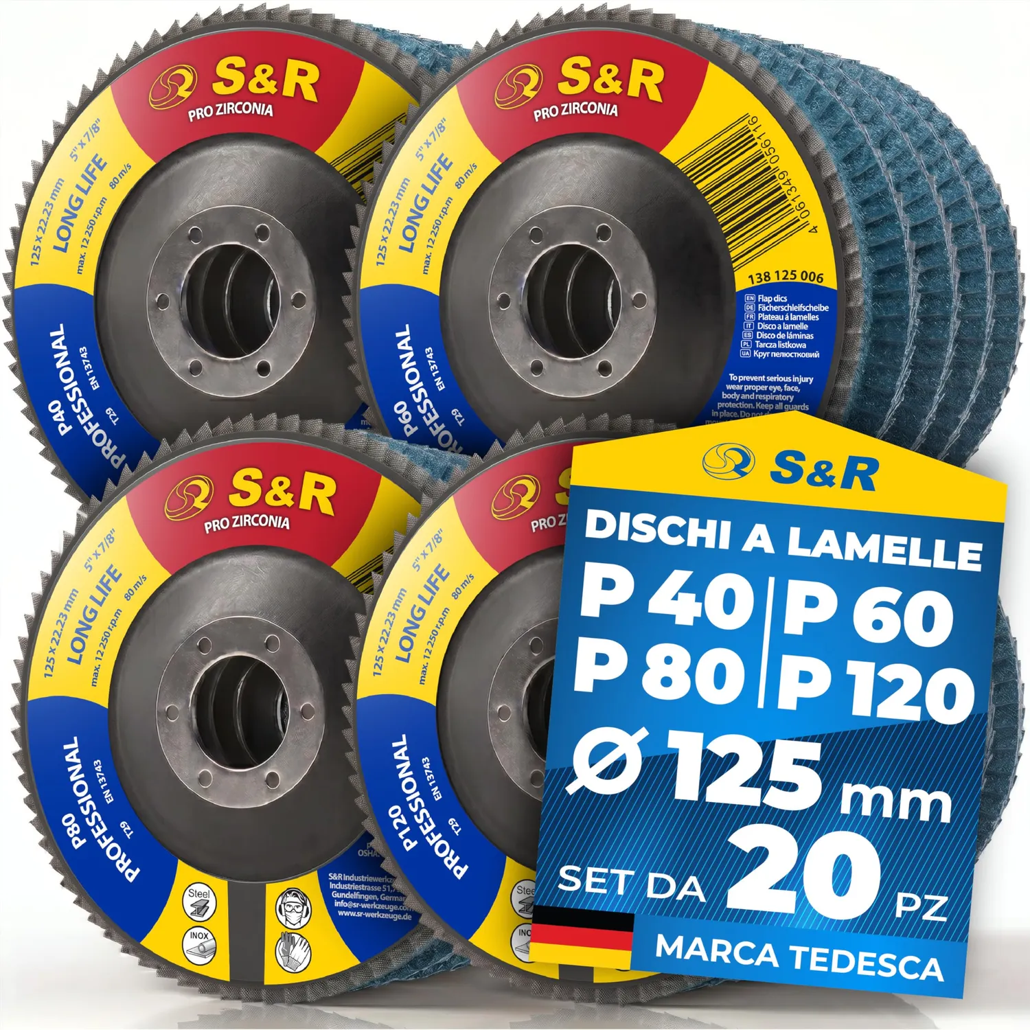S&R dischi lamellari 115mm grana 120 zirconio 10 pz