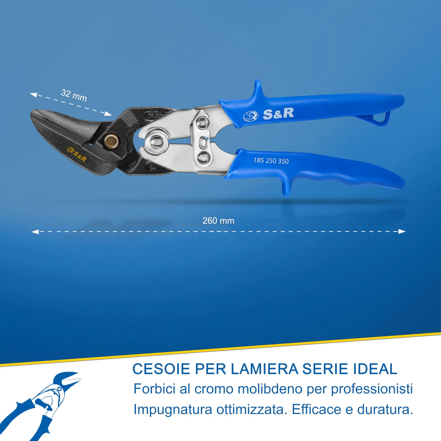 S&R cesoie lamiera taglio sinistra 260 mm Cr-Mo