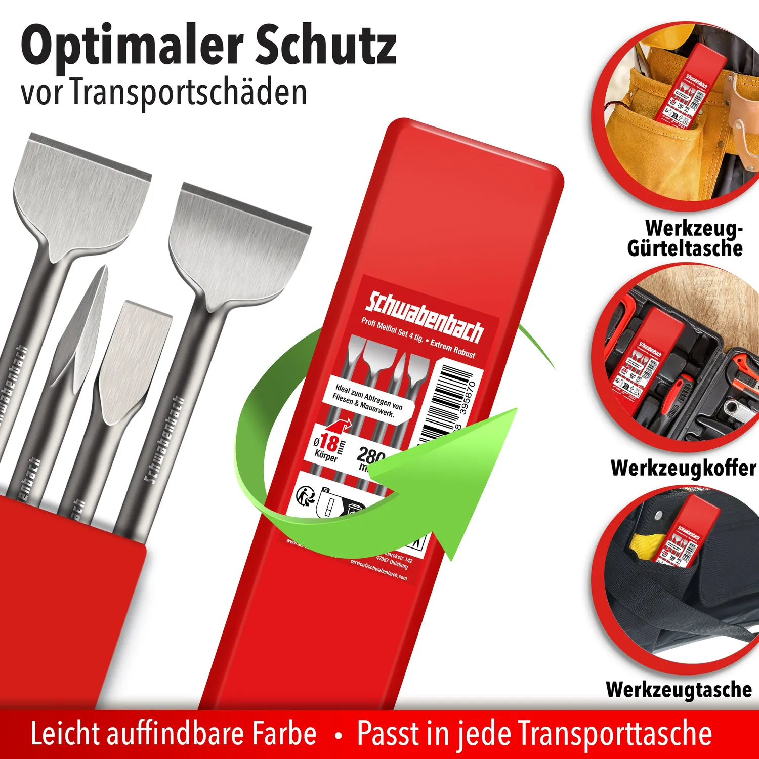 Schwabenbach set scalpelli SDS-Max 4 pezzi 280 mm