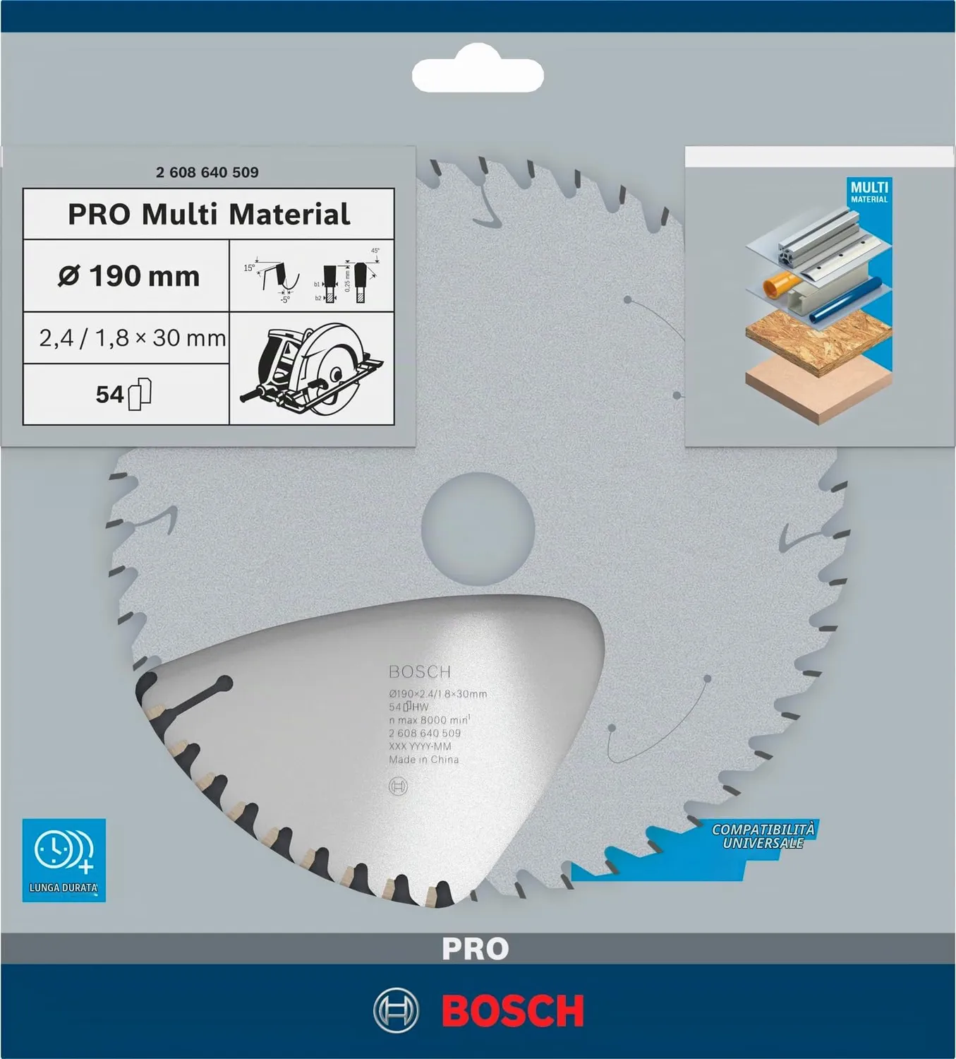 Bosch PRO Multi Material lama circolare 190x30 mm