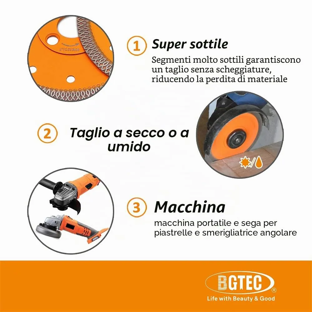 BGTEC Turbo Mesh disco diamantato 115mm ceramica gres