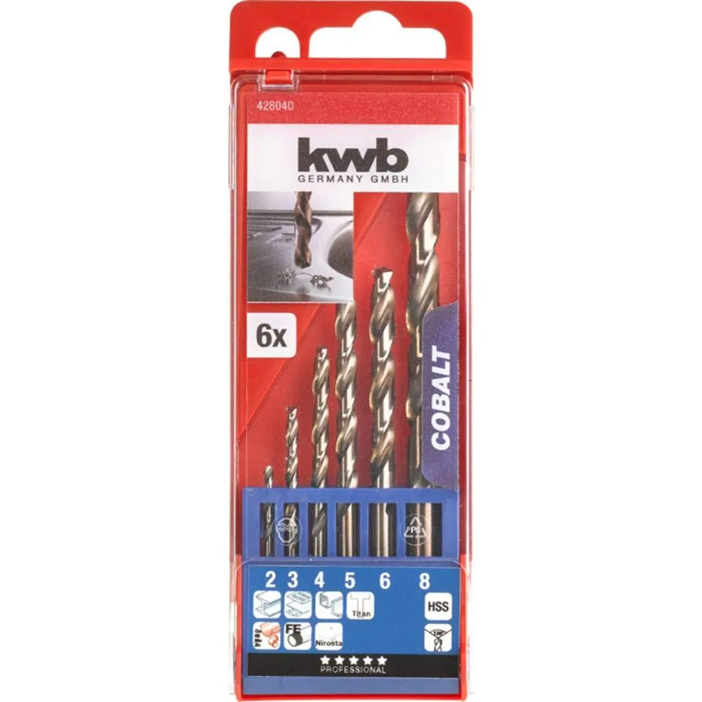 KWB HSS-E punte per metallo 6 pezzi al cobalto 5% bronzo