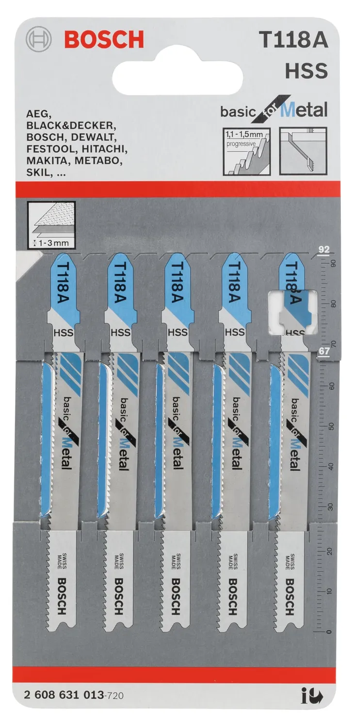 Bosch Expert T 118 A Lame Seghetto 5 Pezzi per Metallo