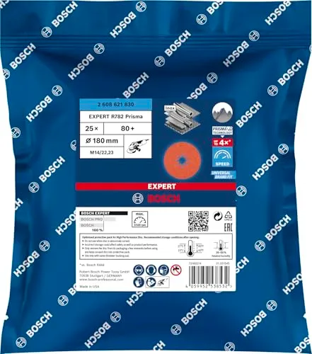 Bosch Expert R782 dischi fibrati 25pz 180 mm grana 80 inox