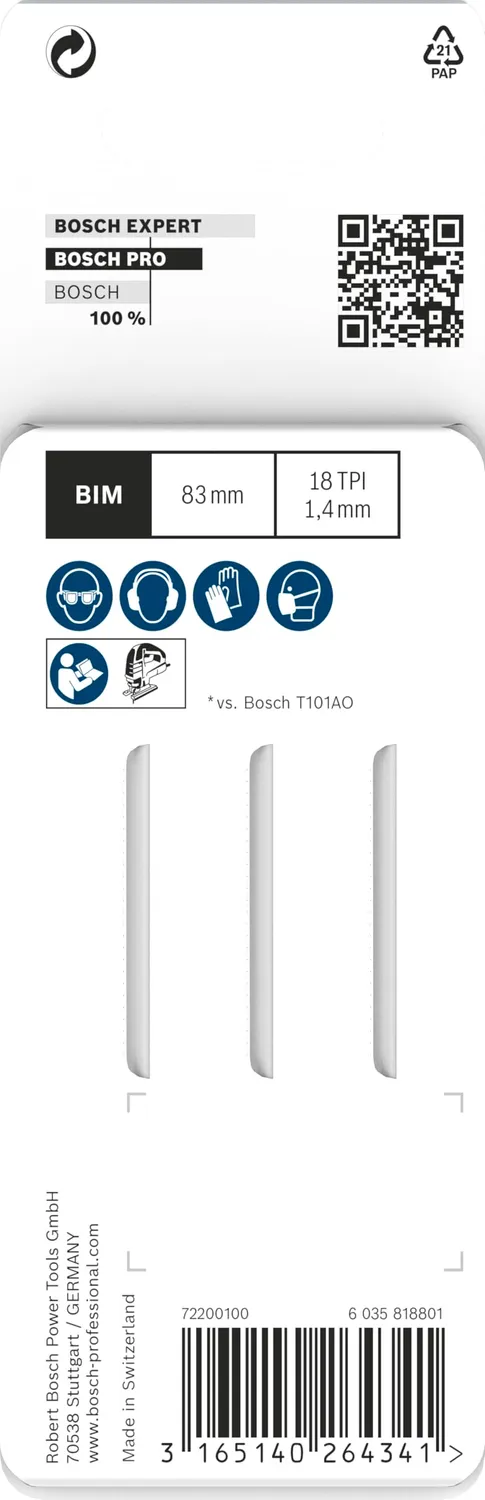 Bosch Expert PRO T101AOF lame seghetto legno 3 pz curve