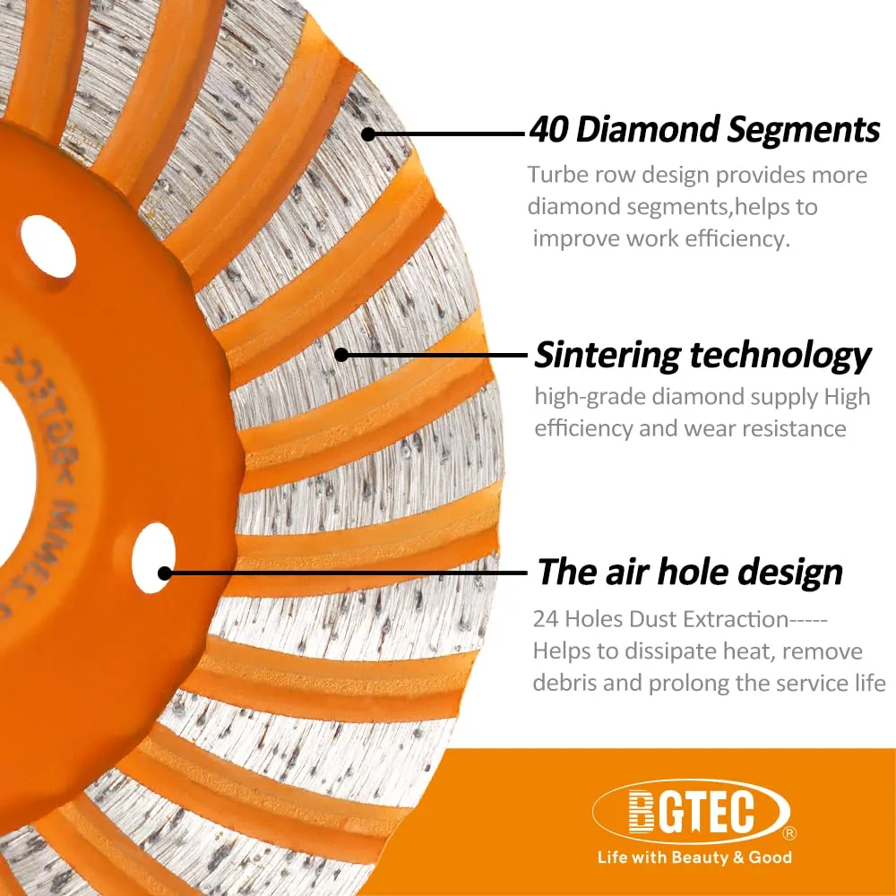 BGTEC mola a tazza diamantata 180 mm Turbo calcestruzzo