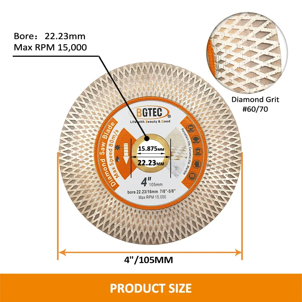BGTEC Disco Diamantato 105 mm per Gres e Marmo