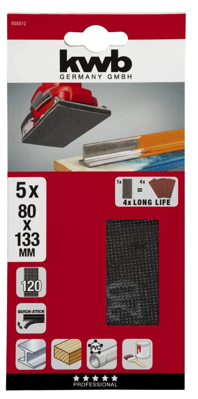 KWB rete abrasiva 80x133 mm K-120 5 pezzi