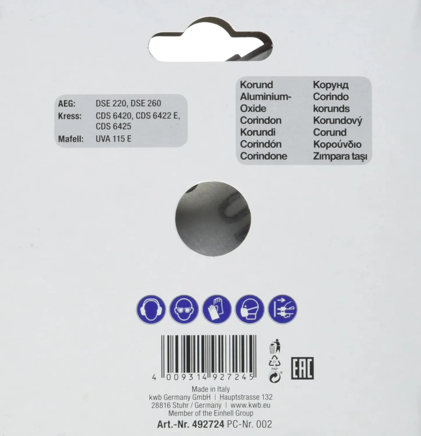 KWB triangolo carta vetrata delta 105 mm K240 AEG Kress