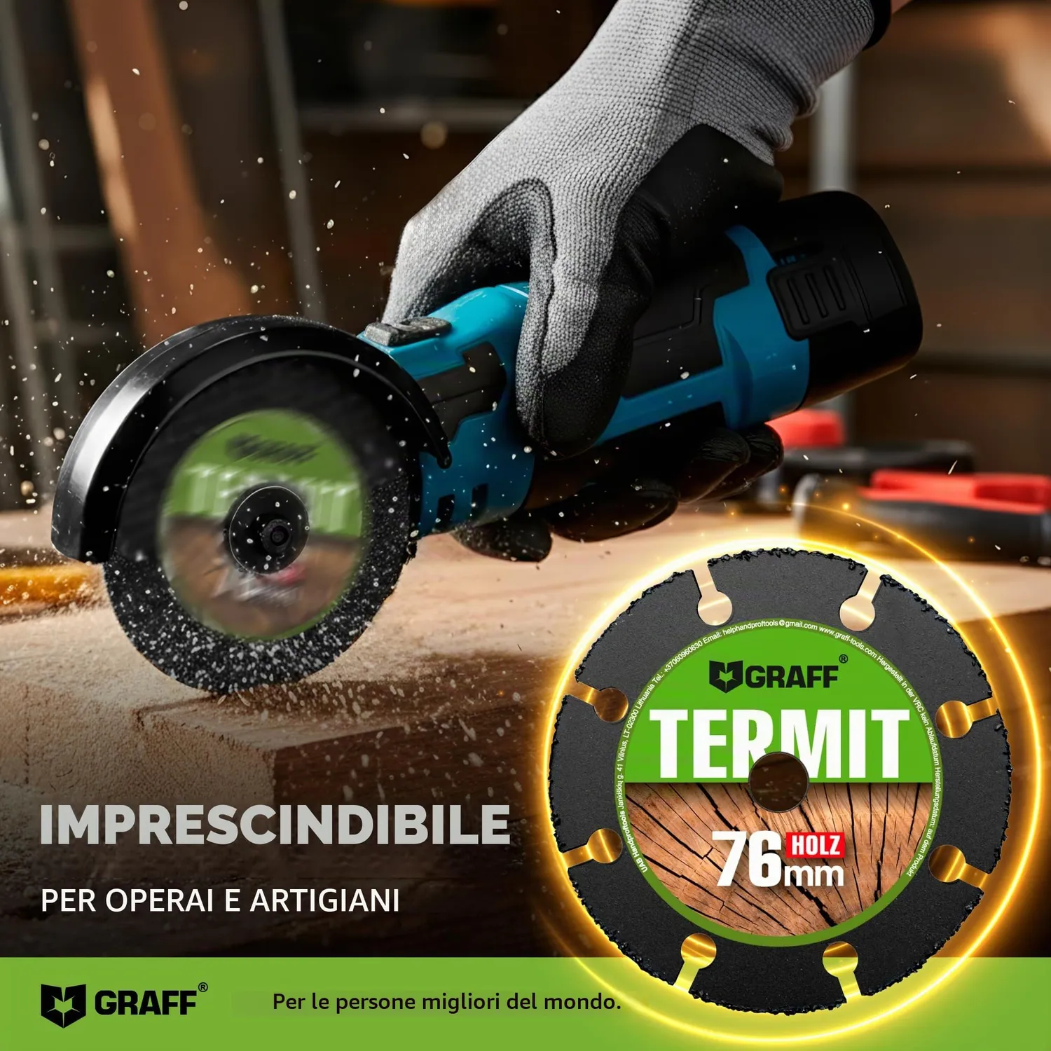 Graff Termit disco legno 76 mm carburo per smerigliatrice