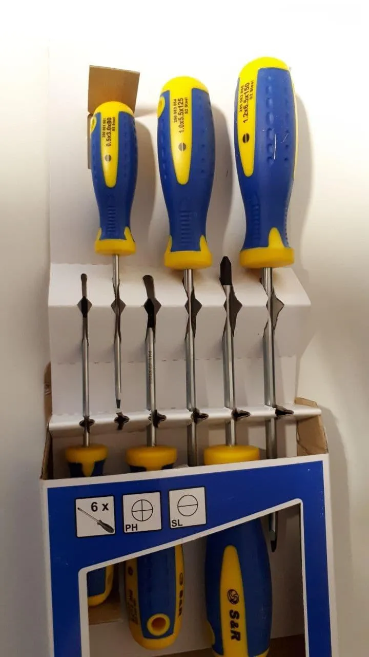 S&R set cacciaviti magnetici professionali 6 pezzi taglio croce