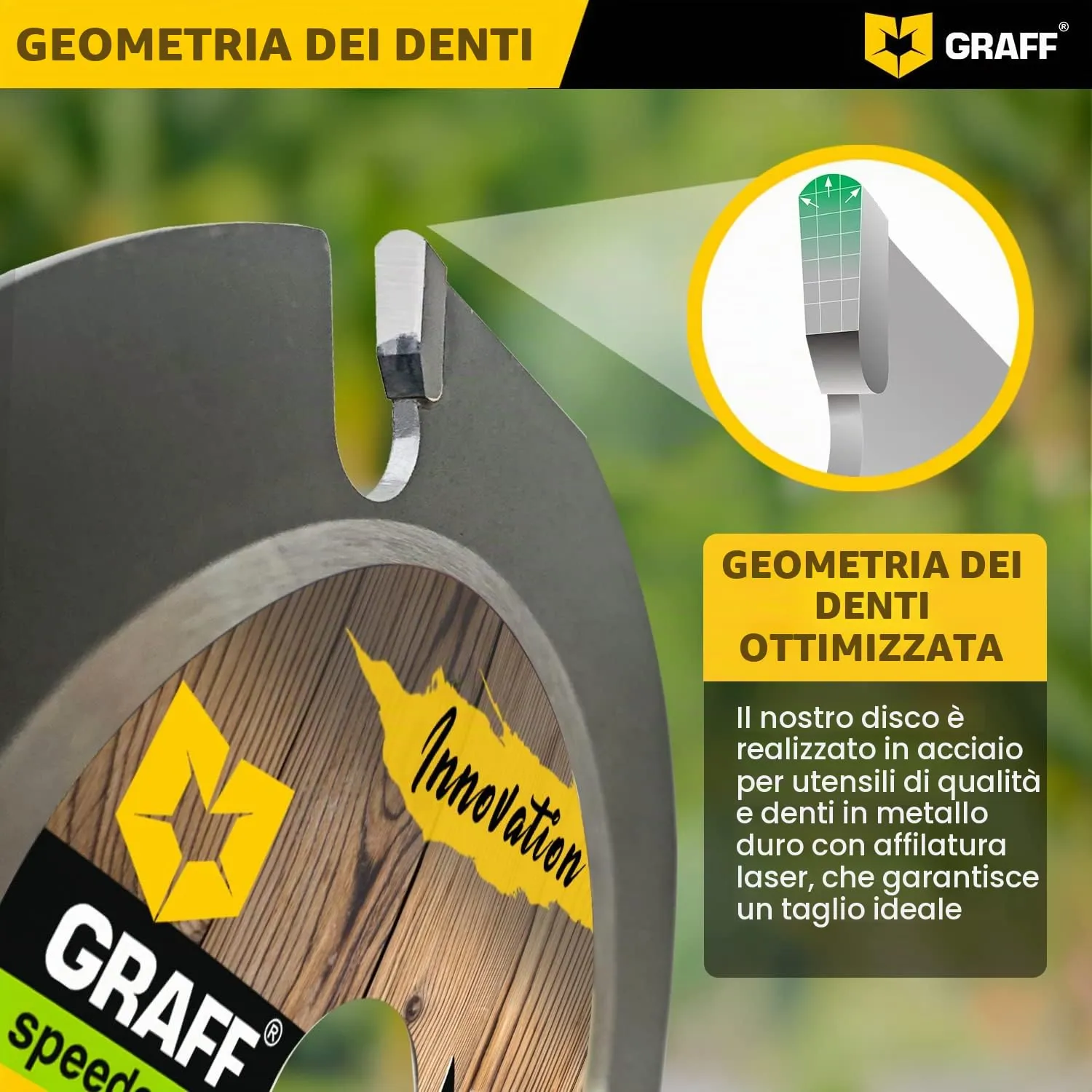 Graff Speedcutter Disco legno 115 mm 3 denti carburo intaglio