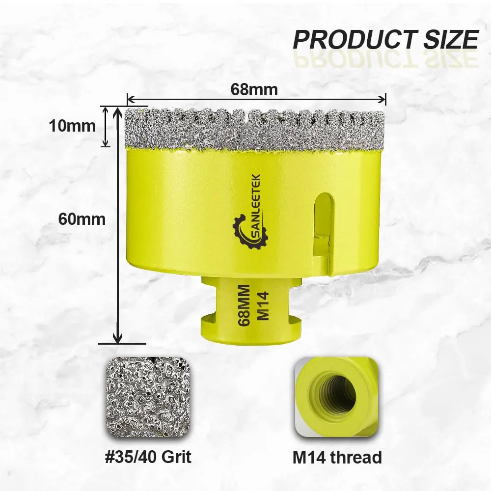 Sanleetek fresa diamantata 68mm M14 per gres porcellanato