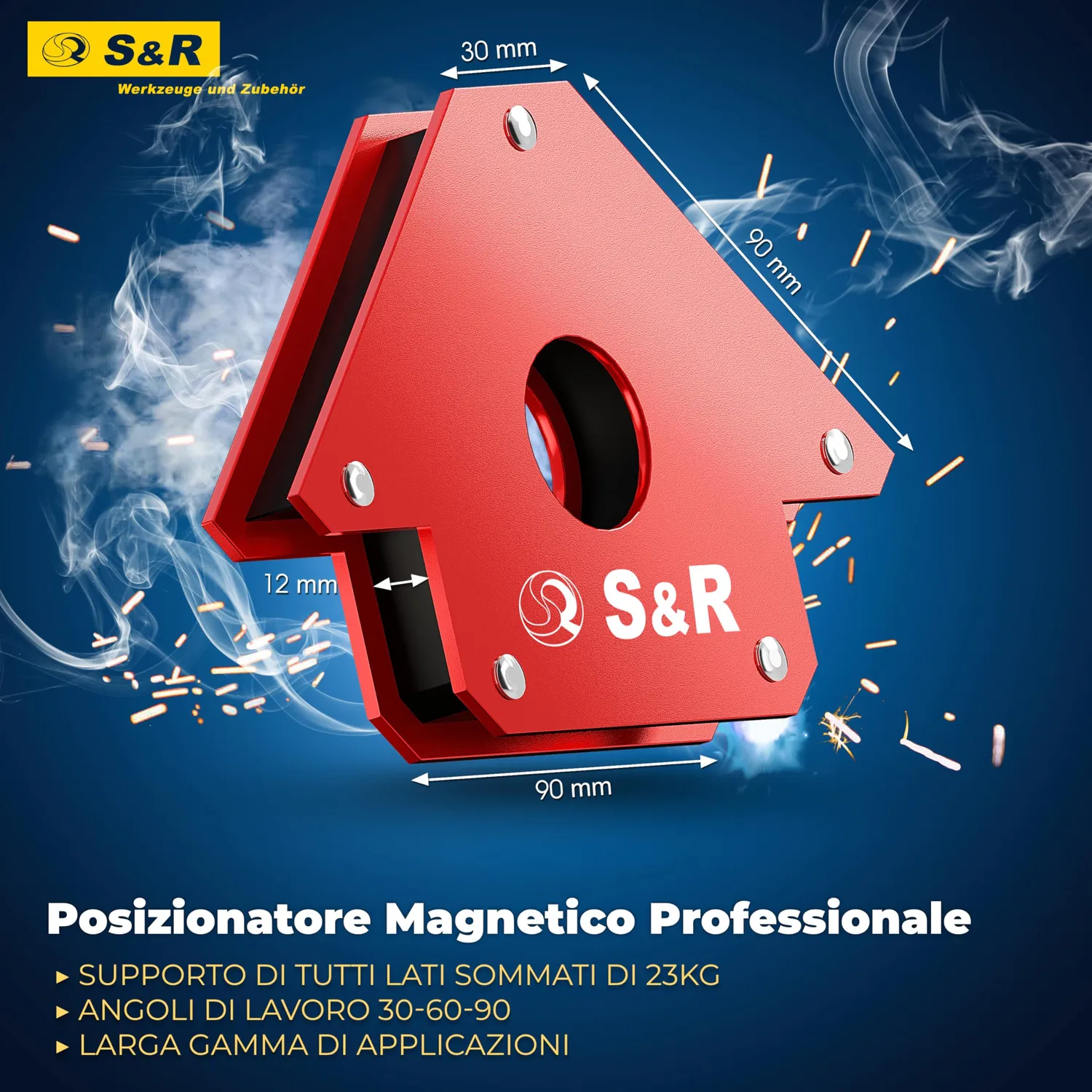 S&R Calamita Angolare Magnetica 100 mm 23 kg saldatura