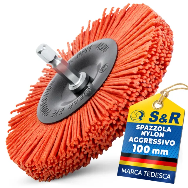 S&R Spazzola Nylon Aggressivo Trapano 100 mm 1-4