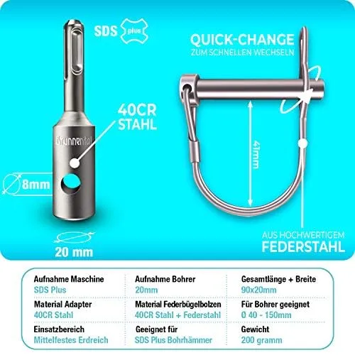 Brunnental SDS-Plus adattatore trivella 40-150 mm terreno