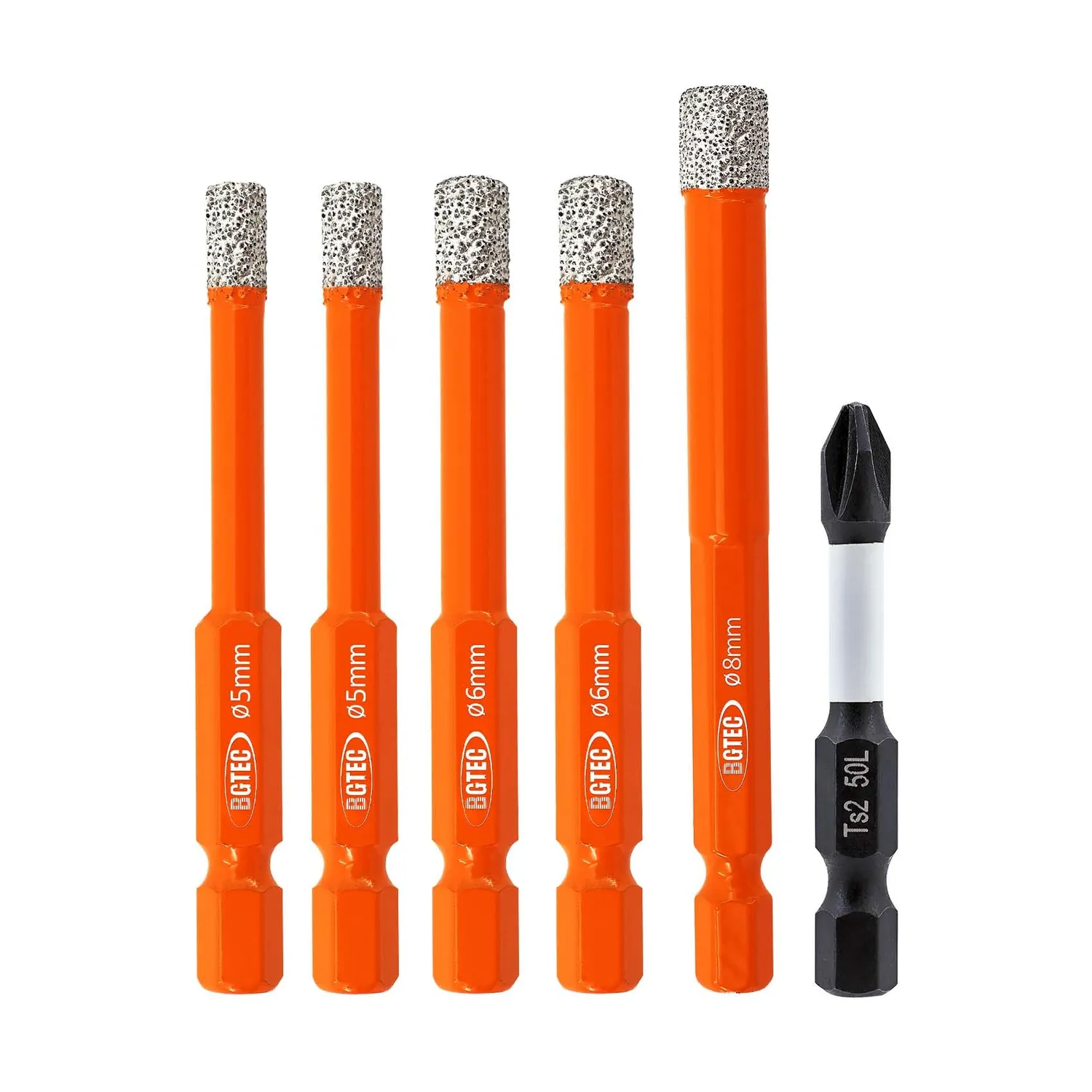 BGTEC Set 10 Punte Trapano 5-12 mm Gres Porcellanato Vetro