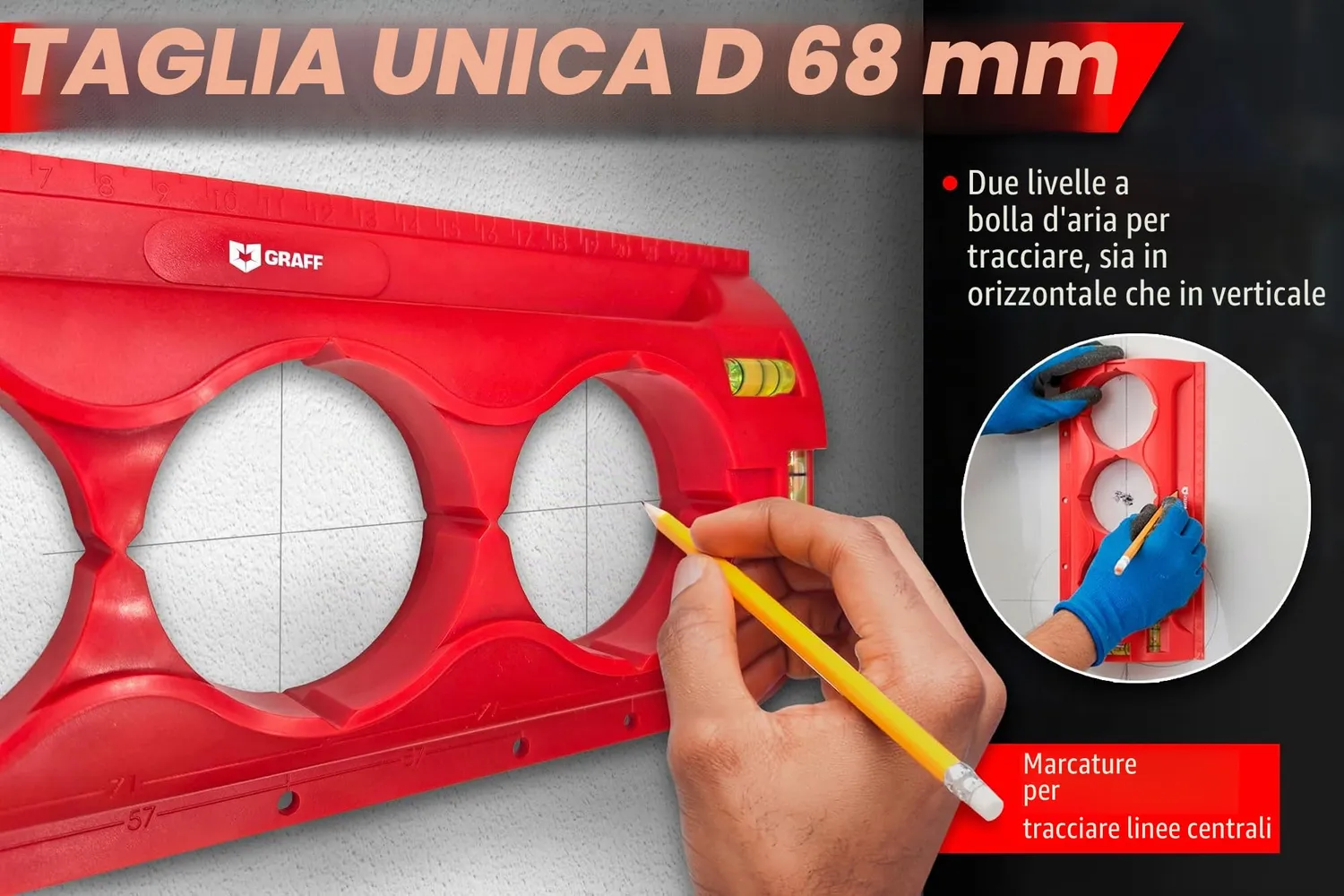 Graff dima foratura scatole incasso con livelle