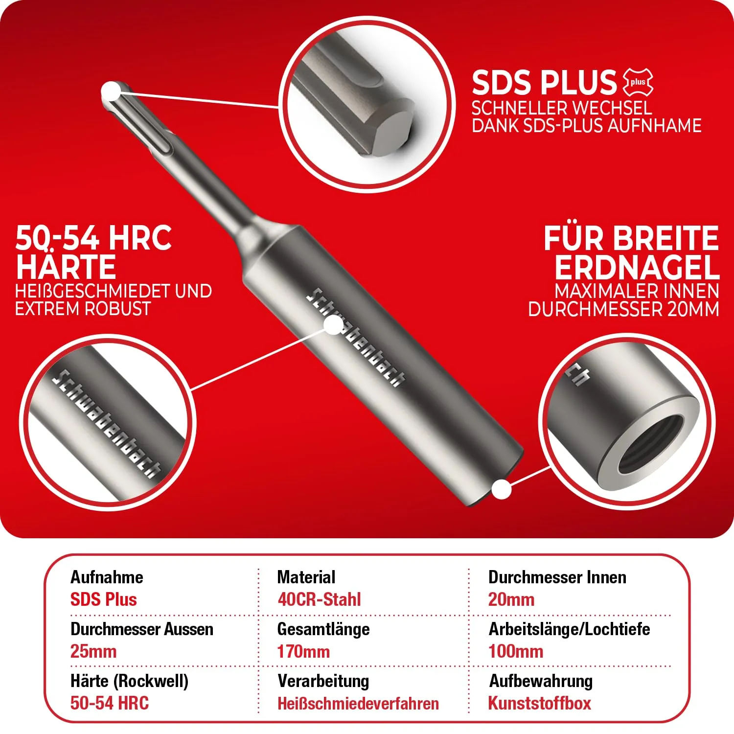 Schwabenbach SDS-Plus battitore picchetti 170x25 mm