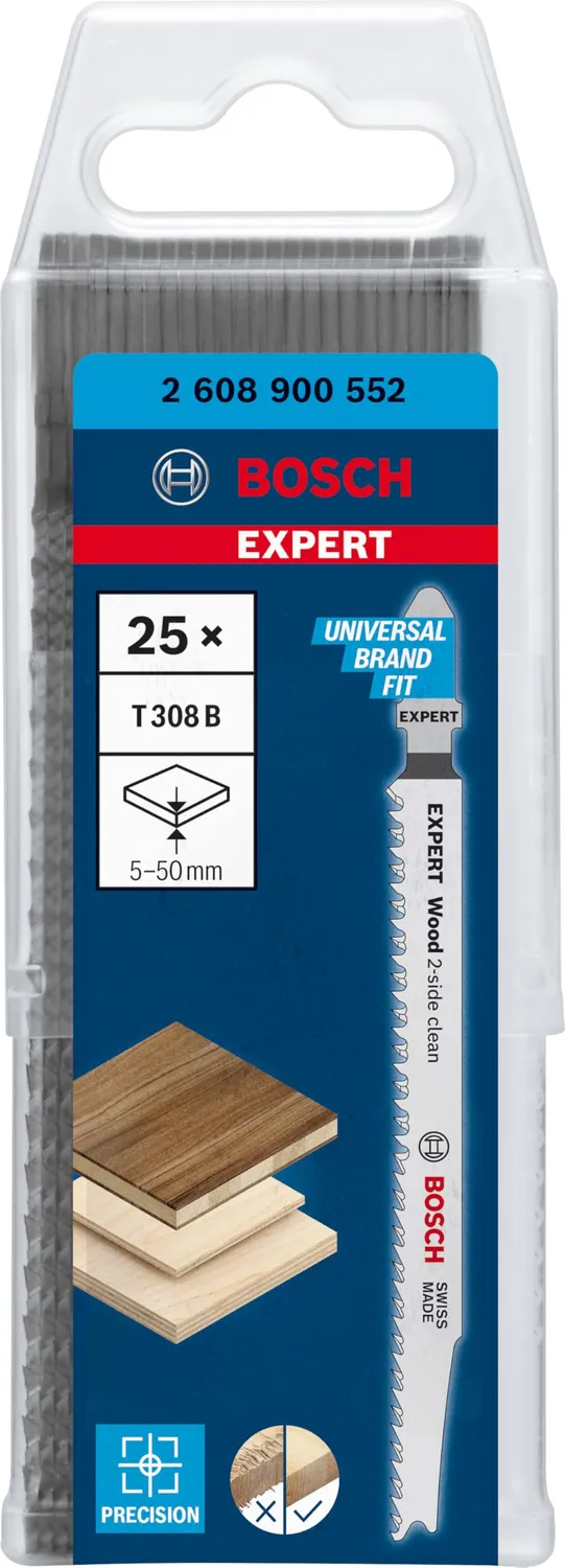 Bosch Expert Wood 2-side clean T308B lame seghetto 25 pezzi