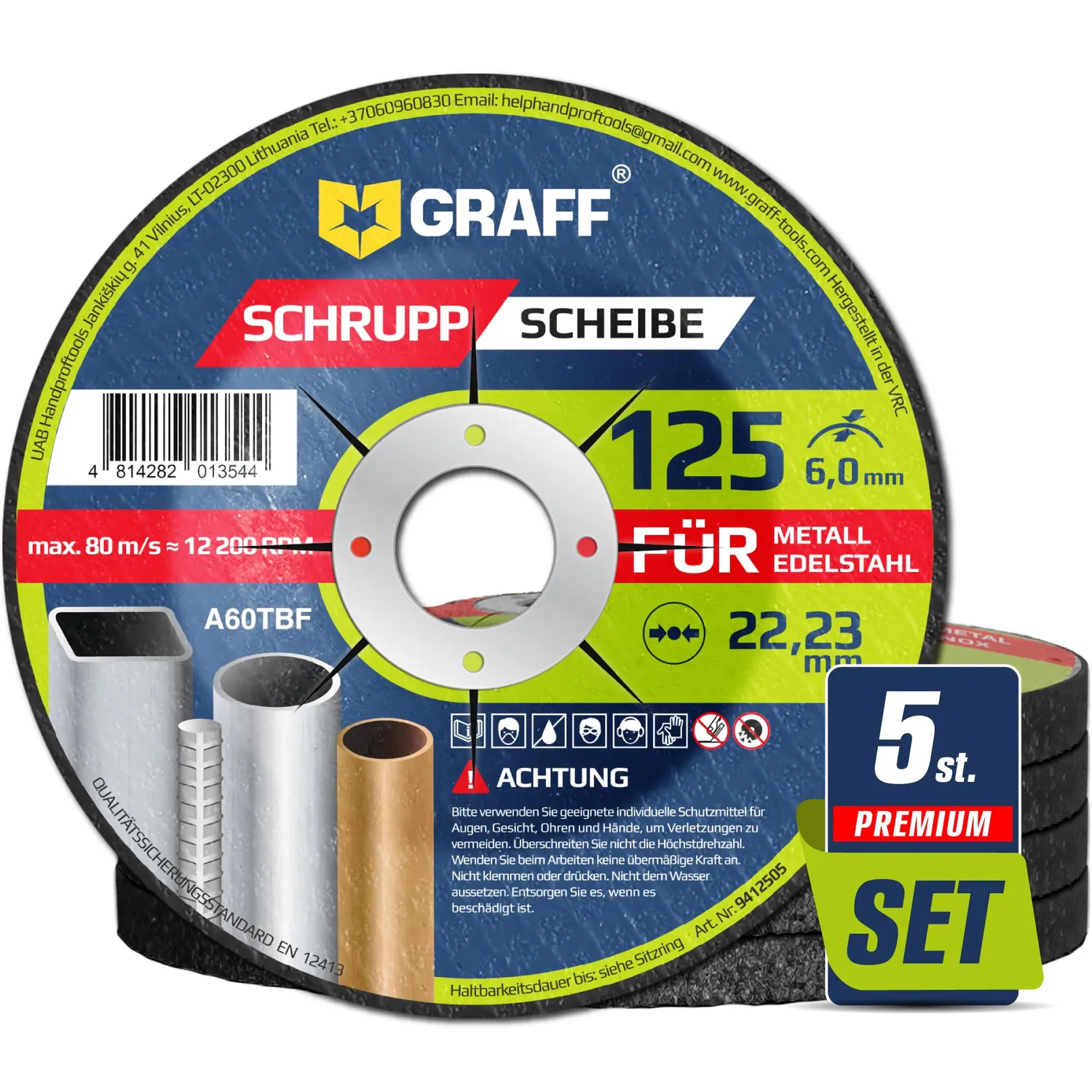 Graff dischi da taglio 125 mm 1 mm 25 pz per inox