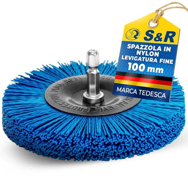 S&R Spazzola Nylon Morbida Trapano 100 mm 1/4"