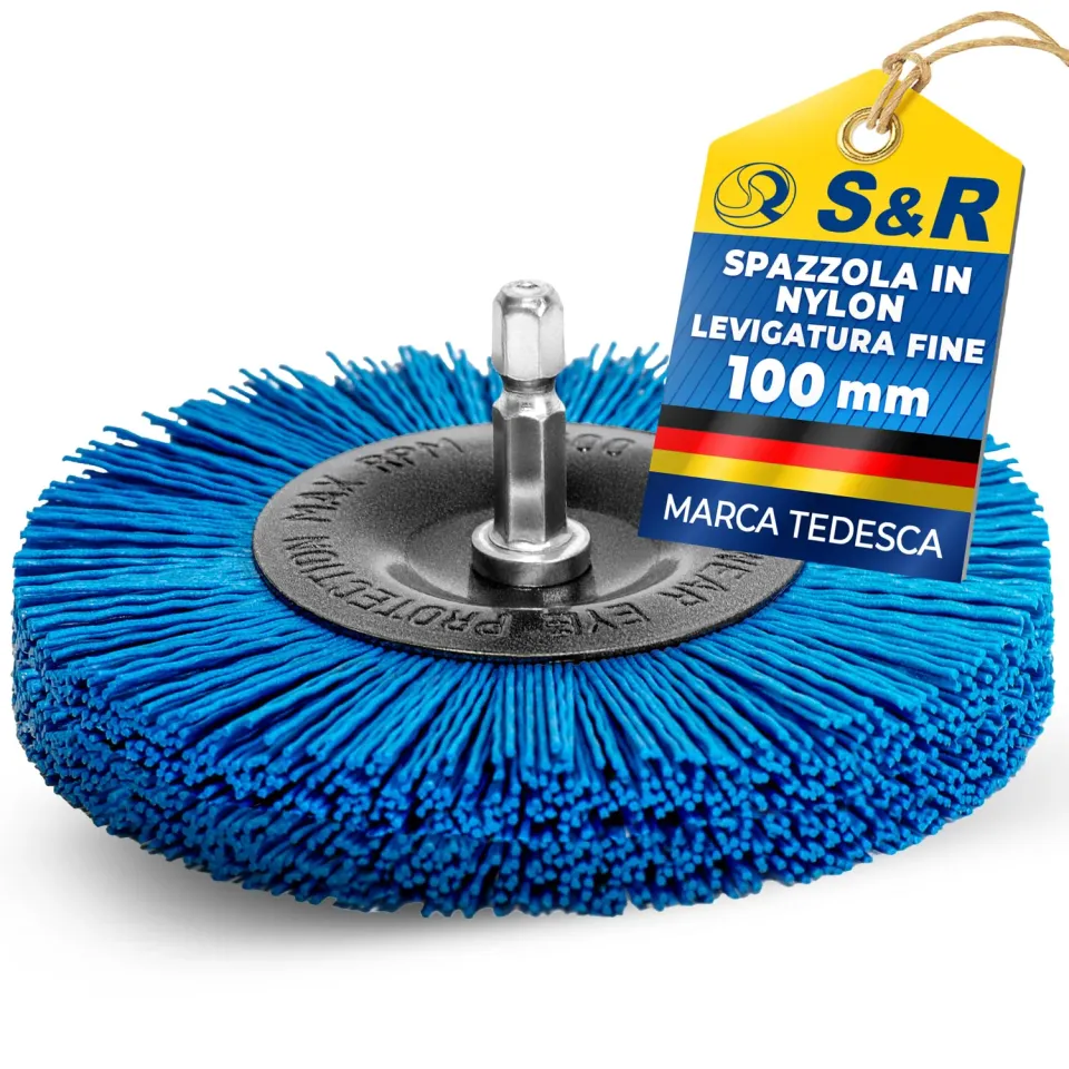 S&R Spazzola Nylon Morbida Trapano 100 mm 1/4"